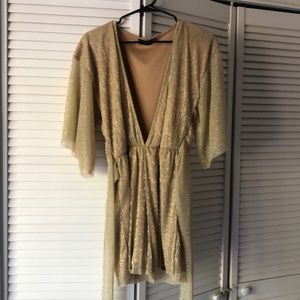Pretty Little Things Gold Shimmer Romper